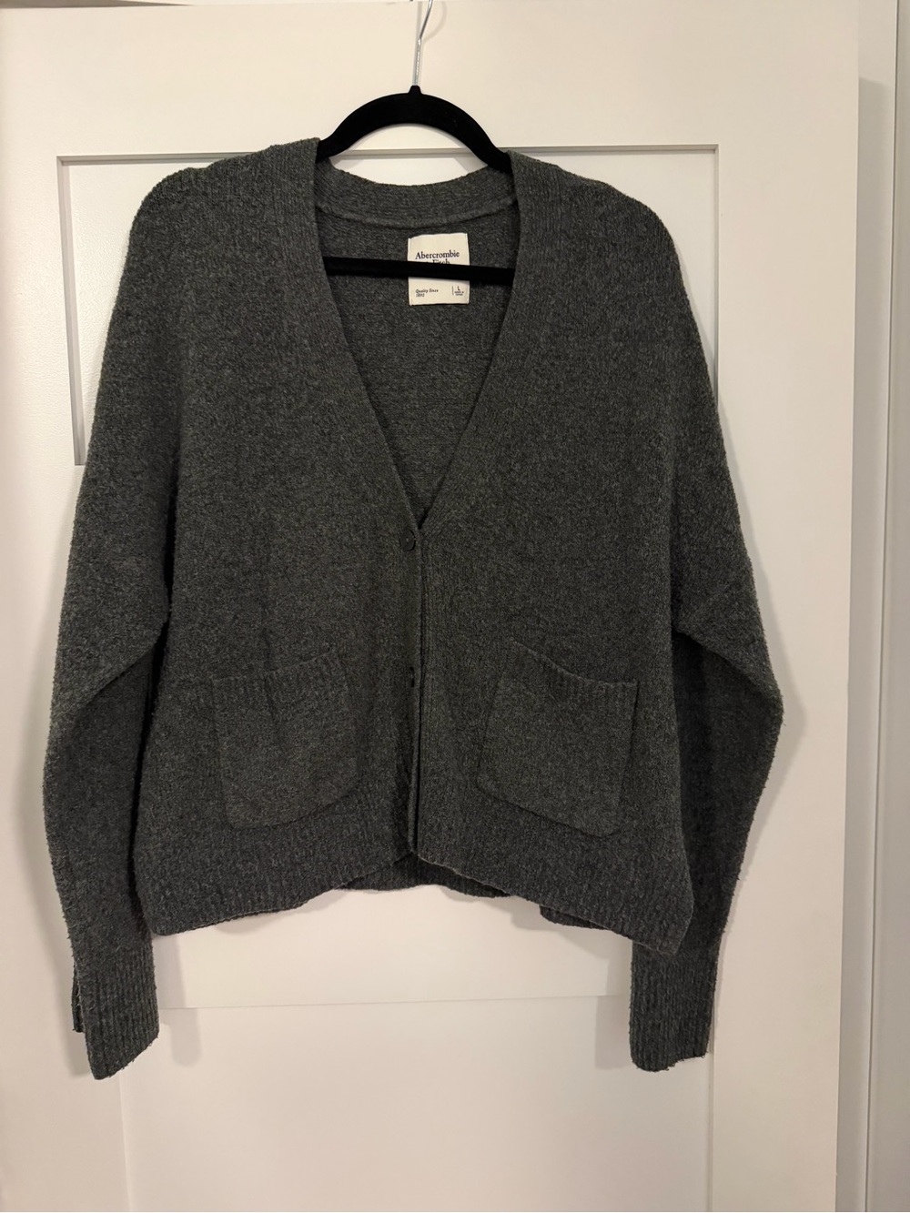 Abercrombie & Fitch Dark Charcoal V-Neck Pocket Cardigan